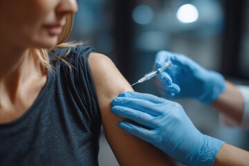 Woman Receiving HPV Vaccination from Nurse