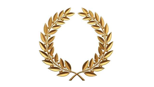 Golden olive wreath for victory or achievement isolated PNG with Transparent Background - Powered by Adobe
