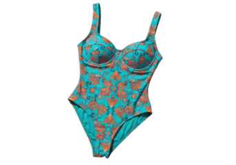 Isolated one-piece swimsuit with floral pattern for women, fashionable clothing item