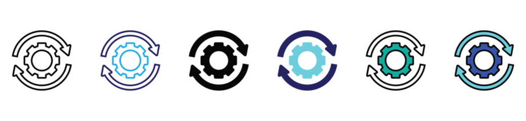 Process Optimization Icons – Minimal Line Business Operations Set