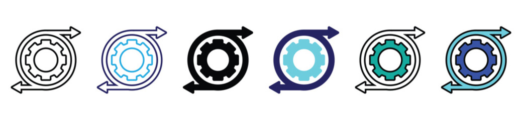 Management and Process Icons – Clean Line Style Productivity Set