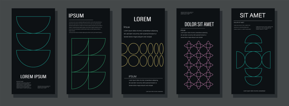 Minimalist geometric abstract poster collection. Retro Geometric cover template with vintage colorful shape. The versatile backgrounds for posters,labels, and template with text. Vector