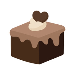 chocolate brownie with heart topping illustration