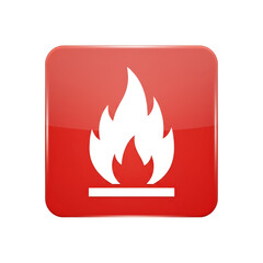Red Square Flammable Fire Warning Icon