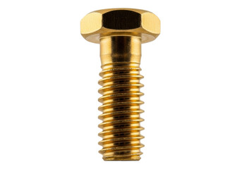 Isolated brass bolt studio shot with coarse thread metal fastener for engineering product