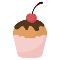 chocolate cupcake with cherry illustration