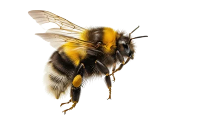 Keuken achterwand Bij Isolated bumblebee closeup view of bee in flight, hairy insect, Bombus, honeybee, pollination  © Nuria