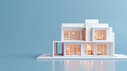 Modern Architectural Model of a Stylish House with Large Windows