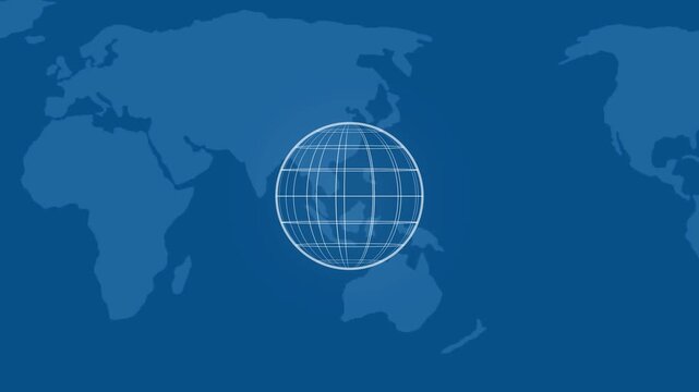 global spinning icon with map moving background, Globe icon, planet icon, Earth icon animation. geography and international concepts in motion.