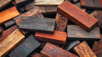Assorted Wooden Planks with Varied Textures and Colors on Table