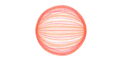 Abstract Sphere of Intersecting Lines with Sunset Hues on Transparent Background