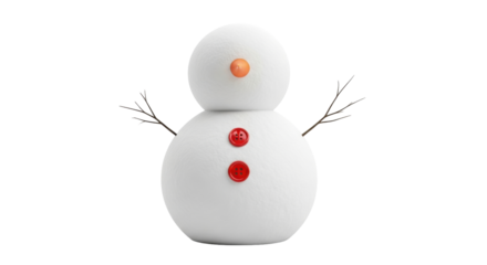 Isolated 3D rendering of a cute snowman figure for Christmas and seasonal greetings card