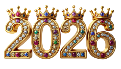 Royal Crown 2026 With Jewel Embellishments Transparent Background PNG