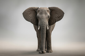 Obraz premium An african elephant stands facing forward with its large ears spread wide