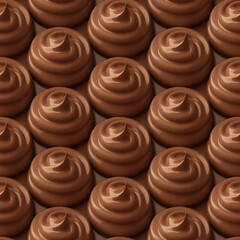 Fototapeta premium Seamless pattern of swirled chocolate frosting, a rich and decadent dessert background
