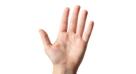 Isolated hand showing five fingers expressing the concept of number 5 or high five