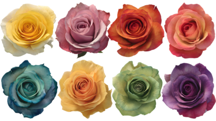 Set of colorful roses