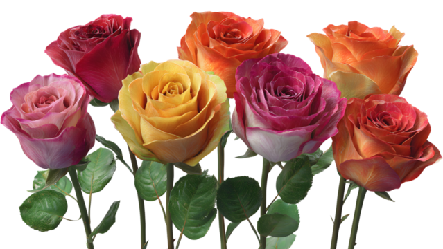 Set of colorful roses