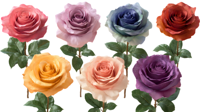 Set of colorful roses