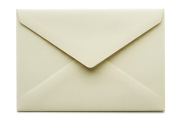 A closed creamcolored envelope isolated on white background