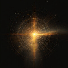 radiant circular design with a glowing golden light at its center, surrounded by intricate details and symmetrical patterns. It conveys a sense of energy, illumination, and balance, making it visually