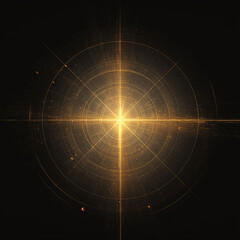 radiant circular design with a glowing golden light at its center, surrounded by intricate details and symmetrical patterns. It conveys a sense of energy, illumination, and balance, making it visually