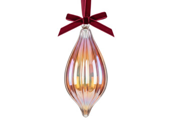 Isolated Christmas ornament with a red velvet ribbon for holiday decoration festive season