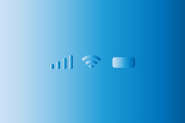 Mobile signal strength and wi-fi network connection status bar icons on gradient blue background with copy space modern technology vector