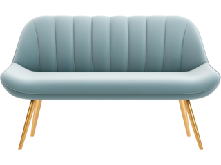velvet sofa isolated on transparent background. Perfect for luxury home and interior design.