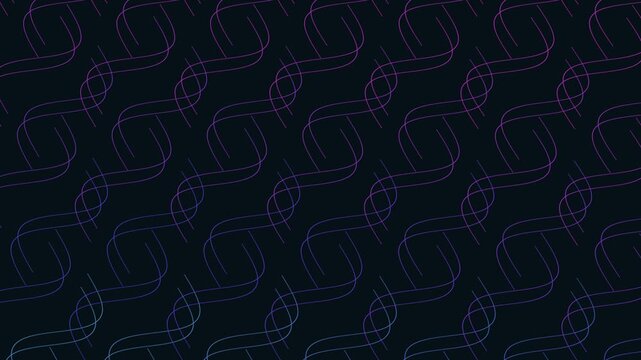 Abstract black and purple pattern consisting of delicate intertwined curved lines with blue and pink accents. Offers a sleek and modern design suitable for various applications