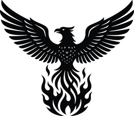 Phoenix Rising from Flames Vector IconPhoenix Rising from Flames Vector Icon