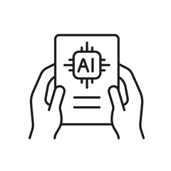 A vector icon representing responsible use policy for AI technologies, created in line style with editable stroke