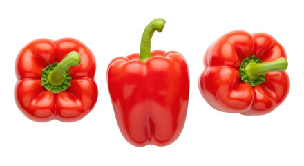 Isolated Red Bell Peppers, Ripe Produce, Freshly Picked, Capsicum Annuum, Healthy Food