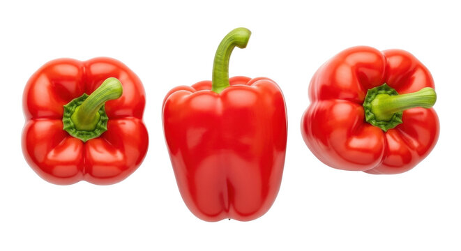 Isolated Red Bell Peppers, Ripe Produce, Freshly Picked, Capsicum Annuum, Healthy Food