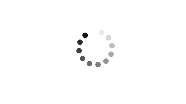 Spinning loading circle animation icon with dotted progress. Circle loading animation on transparent background. dotted round loading page video.