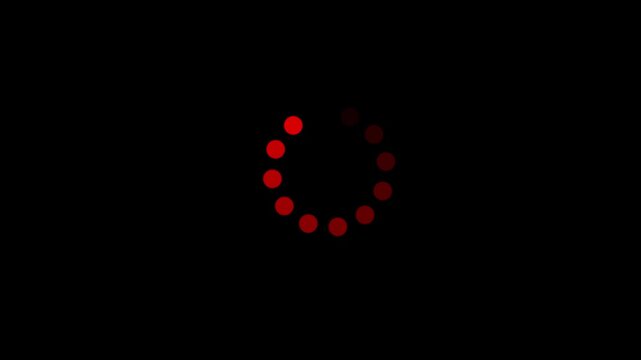 Spinning loading circle animation icon with dotted progress. Circle loading animation on black background. dotted round loading page video.