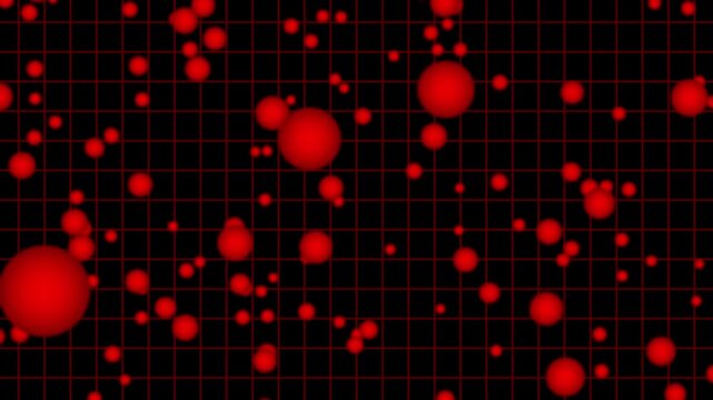 Glowing cc ball action background. Abstract red color ball background loop animation. birthday party and anniversary celebration overlay.