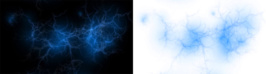 Vibrant Blue Lightning PNG Overlay on Transparent Background