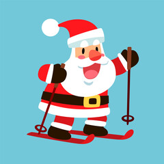 Santa Claus Skiing in Winter