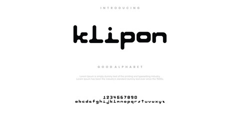 Klipon Modern minimal abstract alphabet fonts. Typography technology, electronic, movie, digital, music, future, logo creative font. vector illustration