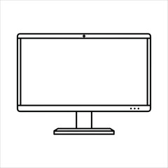 Computer monitor line art icon, modern display screen for desktop pc, isolated on