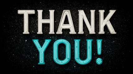 Neon thank you message with glowing stars