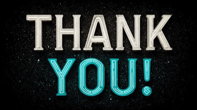 Neon thank you message with glowing stars