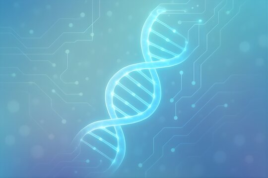 Futuristic Virtual Background With Glowing DNA And Neon Circuits 