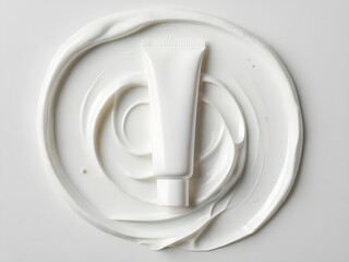 Elegant skincare product on a white cream swirl background perfect for cosmetic ads, showcasing dermatology, beauty, and wellness product benefits