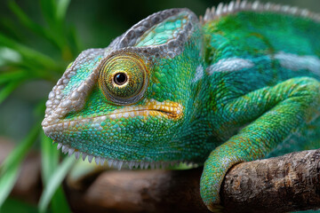 Obraz premium Close up of a veiled chameleon on a branch