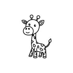 Simple outline giraffe cartoon for coloring and kids learning materials
