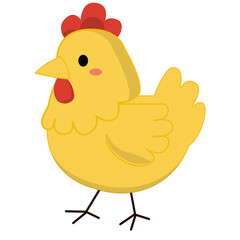 Cute Cartoon Yellow Hen or Chicken Illustration