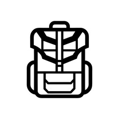 Illustration of a black and white backpack on transparent background silhouette