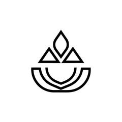 Abstract design with triangles and curved lines on transparent background silhouette